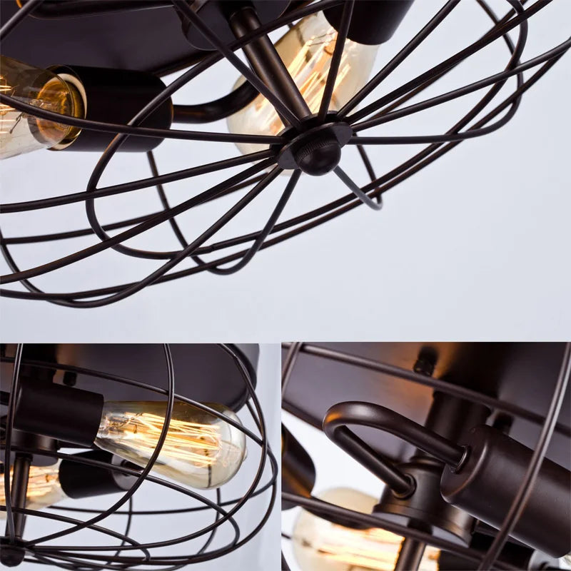 3 têtes Loft Vintage lumière industrielle luminaire couloir porche chambre plafonnier salon lampe lanterne - vue 10 sur 9