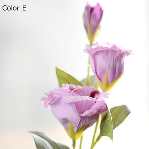 Artificial eustoma silk flowers for weddings, set of 3 branches