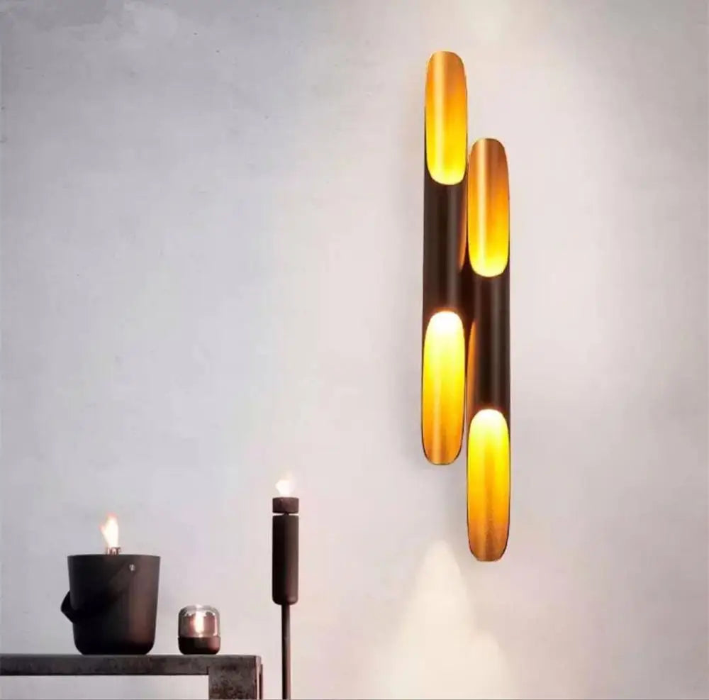 Nouvelle réplique ravissante applique murale Coltrane LED aile de tuyau en aluminium 2 lumières noir doré E27 applique murale - vue 6 sur 20