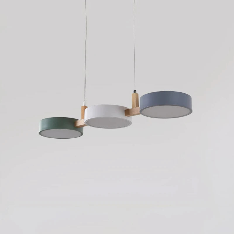 lustre nordique led moderne en bois et métal - vue 5 sur 8