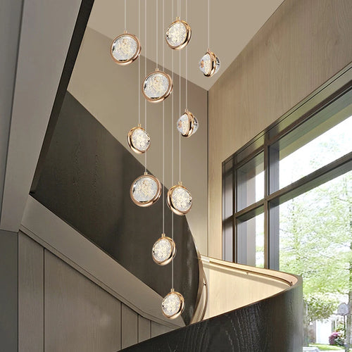 lustre à led moderne design cristal pour un éclairage luxueux - vue 3 sur 15