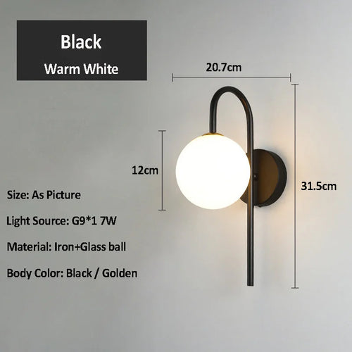 applique led boule de verre de luxe pour hôtel bar - vue 4 sur 8