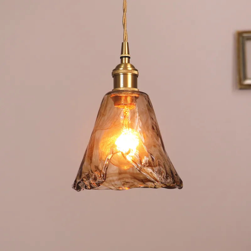 Lustre suspension laiton verre modern - vue 2 sur 10