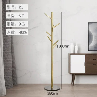 Stainless Steel Simple Modern Coat Rack, Nordic Light Luxury Hanger, Floor-Standing Bedroom Marble Hanger - vue 7 sur 11