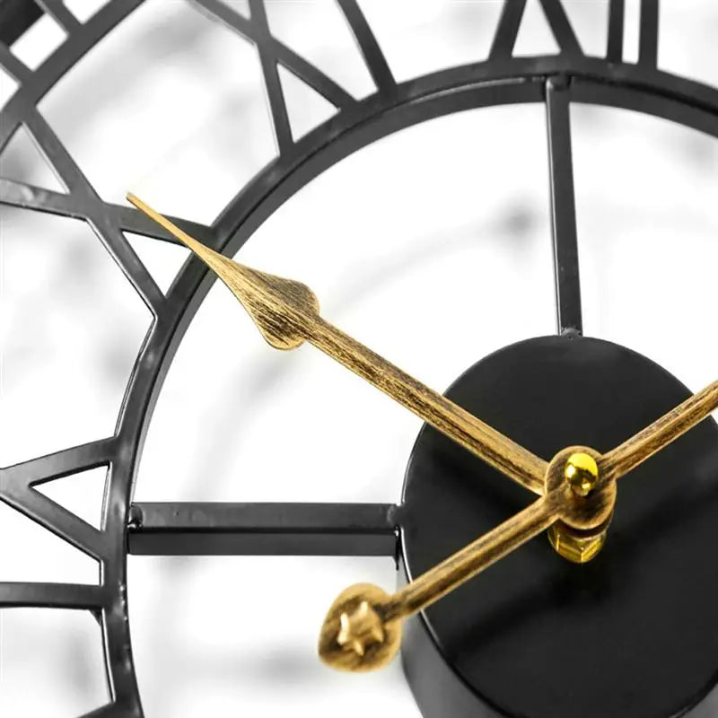 horloge murale en métal chiffres romains décorative silencieuse - vue 5 sur 7