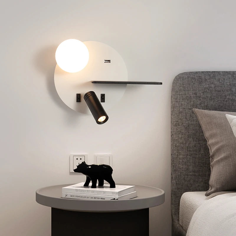 applique murale modernes minimalistes avec usb angle réglable - vue 6 sur 10
