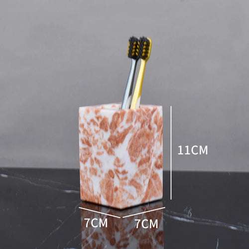 ensemble daccessoires en marbre naturel pour salle de bain