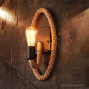 Industrial vintage hemp rope wall light
