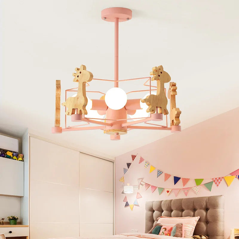 suspension girafe en bois à led pour enfants - vue 6 sur 12