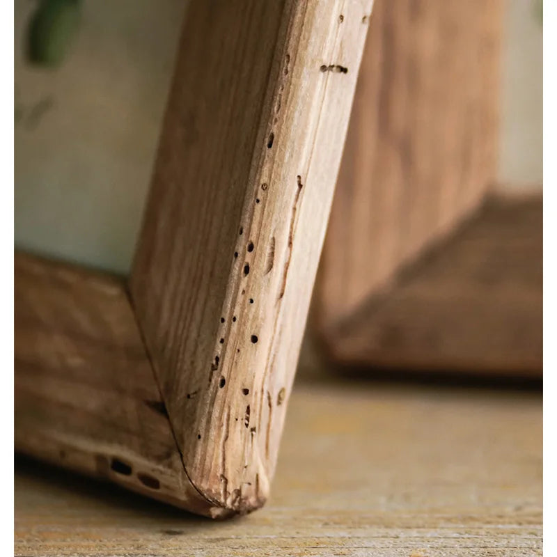 Rustic Retro Style Photo Frame For Tabletop Home Decoration, Handmade with Natural Brown Pine Wooden Picture Frame - vue 6 sur 9