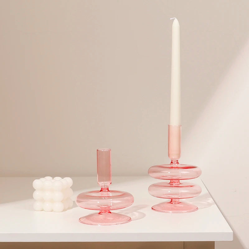 bougeoirs en verre rétro classiques pour décoration de mariage et intérieure - vue 5 sur 17