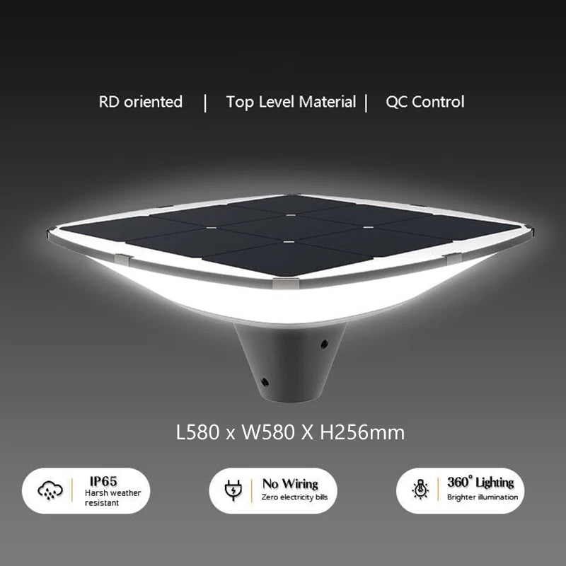 lampadaire extérieur solaire éclairage 360 éventail avec capteur crépuscule-aube - vue 2 sur 4