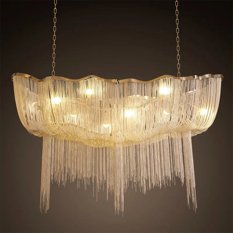 suspension moderne à pampilles en aluminium pour éclairage décoratif intérieur - vue 2 sur 8