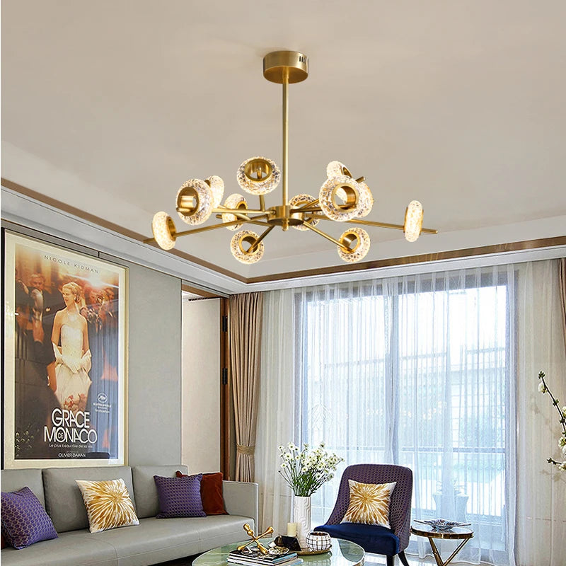 lustre de luxe en cuivre design minimaliste pour éclairage créatif - vue 5 sur 10
