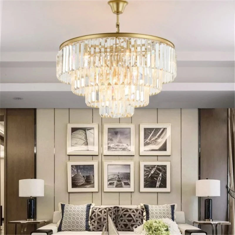 lustre moderne en cristal éclairage suspendu design nordique élégant - vue 6 sur 6