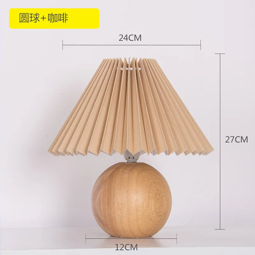 Lampe plissée bois rotin moderne LED bureau et table - vue 14 sur 21