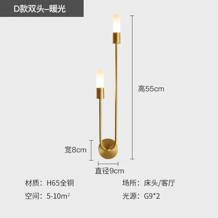 Nordic copper wall light minimalist creative design - vue 9 sur 10