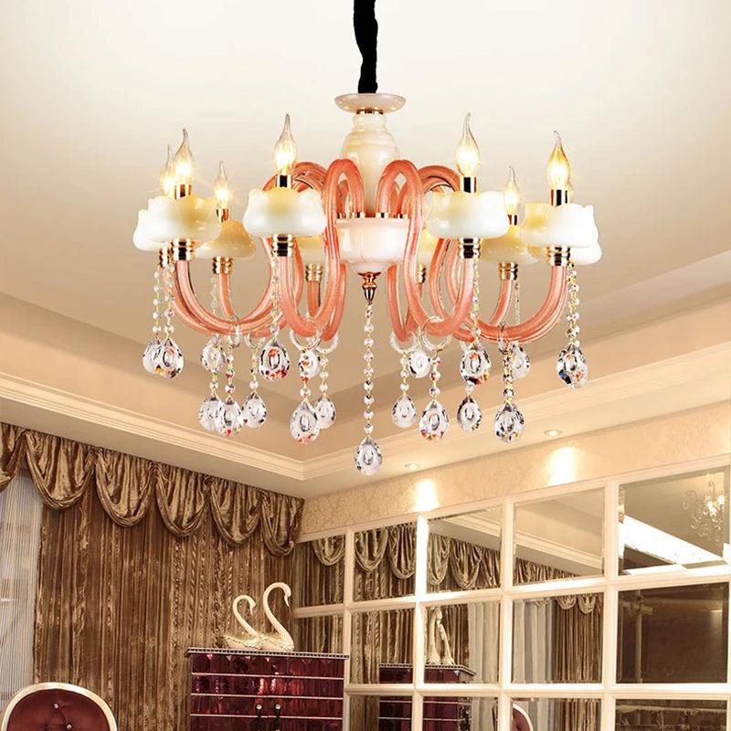 lustre moderne en cristal avec éclairage led créatif - vue 6 sur 9