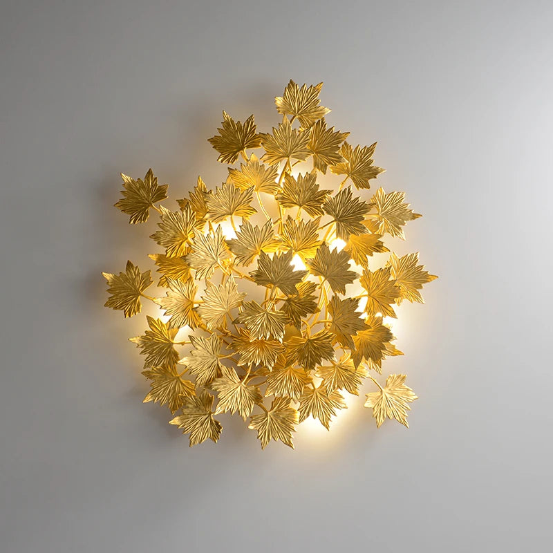 applique murale en feuilles d'érable dorées design moderne - vue 11 sur 11