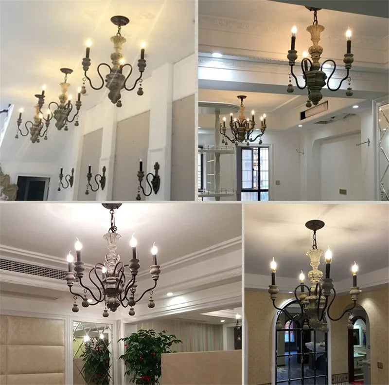 lustre vintage à bougie style européen rétro élégant pour intérieur moderne - vue 5 sur 12