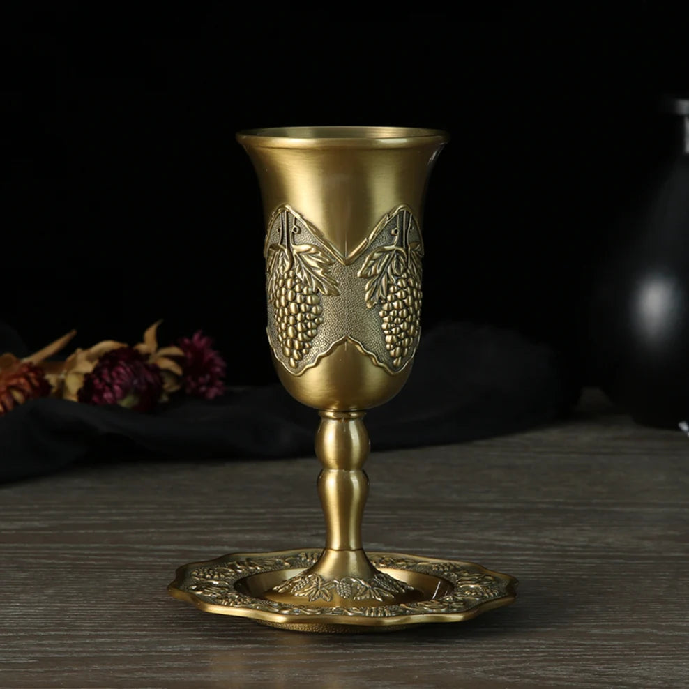 Verre a vin retro europeen en alliage bronze