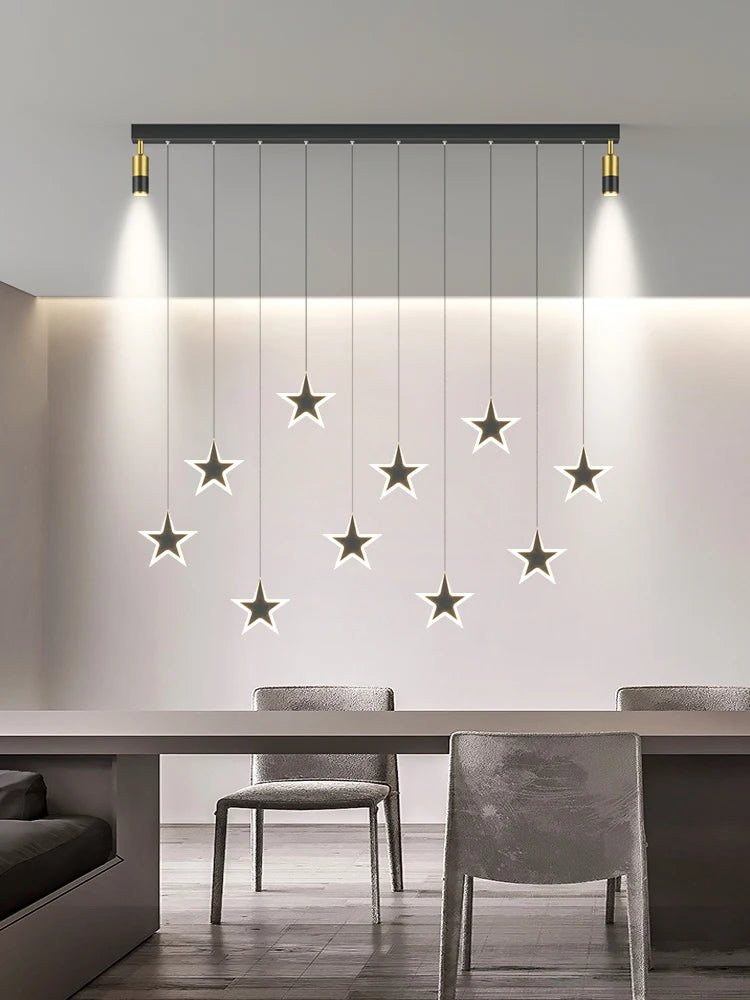 lustre de luxe moderne nordique étoile design led créatif - vue 5 sur 10