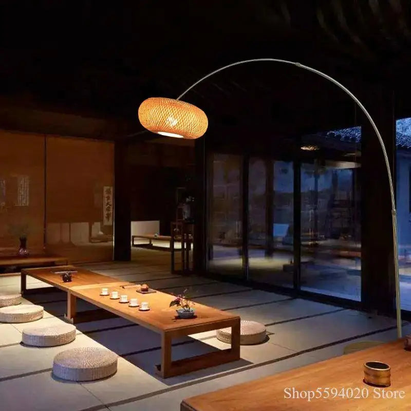 lampadaire zen chinois en bois design japonais à LED