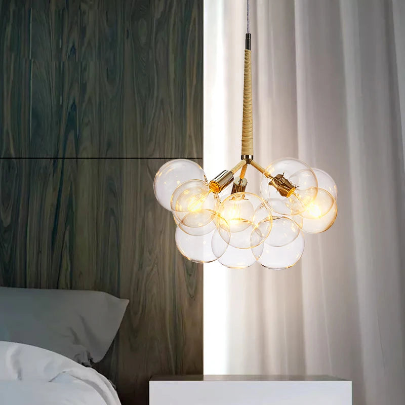 SANDYHA boule de verre bulle lustre haute qualité matériel lampadaire Art décoration de la maison LED lampe suspendue personnalité chambre E27 - vue 4 sur 18