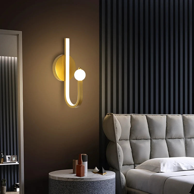 applique murale style nordique en cuivre doré éclairage commercial led tamisée - vue 3 sur 10