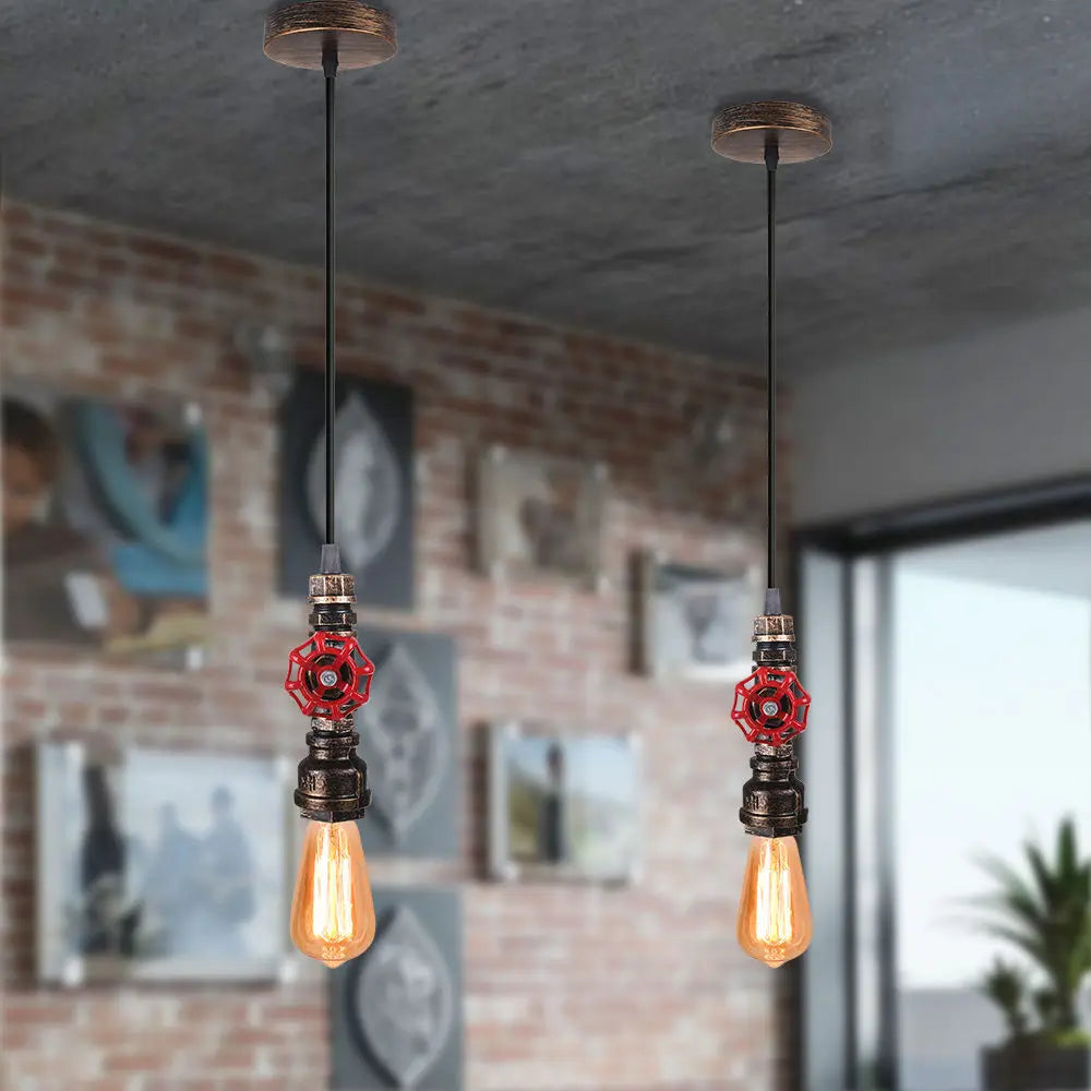 suspension vintage loft industriel fer tuyau d'eau led pour bar restaurant - vue 5 sur 9