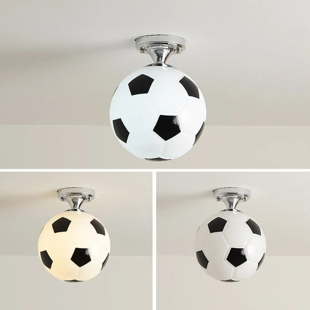 Ballon de Football LED plafonniers 220V E27 Football Bar Club plafonnier créatif enfants garçon chambre décoration luminaire - vue 6 sur 10
