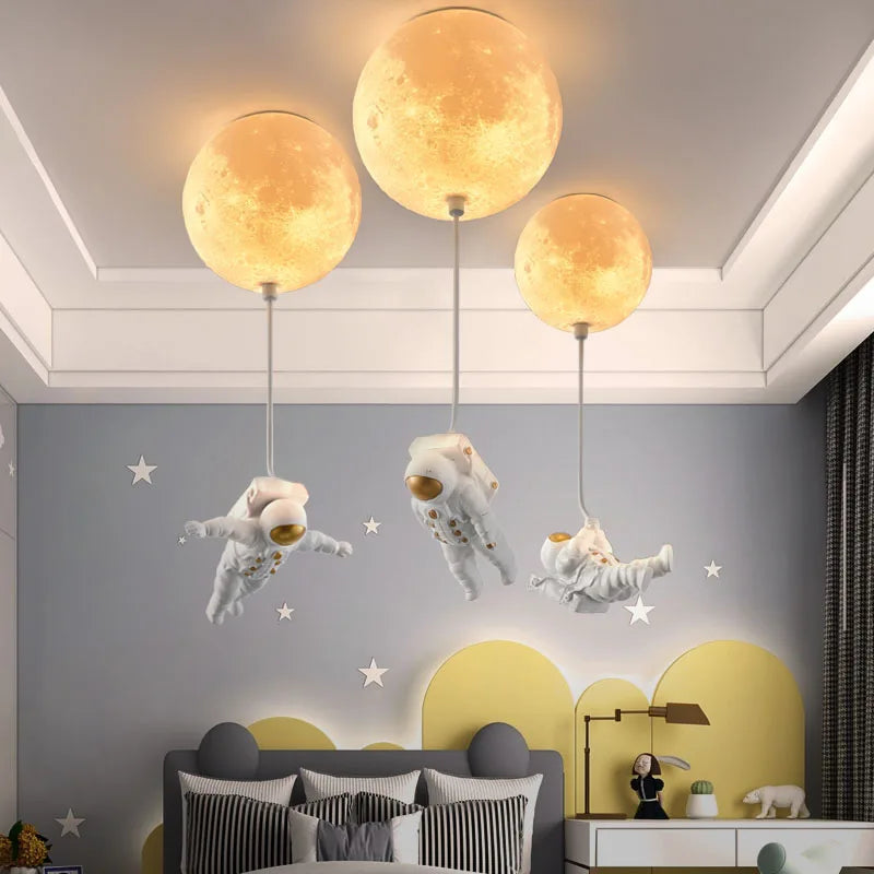 plafonnier lunaire décoratif avec astronaute idéal pour chambre - vue 4 sur 15