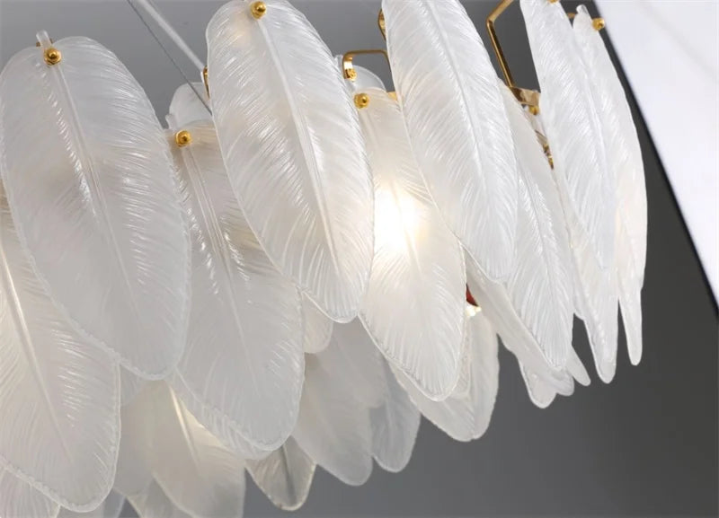 plafonnier moderne en verre blanc en forme de plume d'oie - vue 5 sur 5
