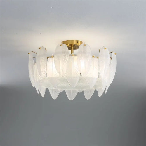 lustre moderne en verre en forme de plume d'oie éclairage suspendu