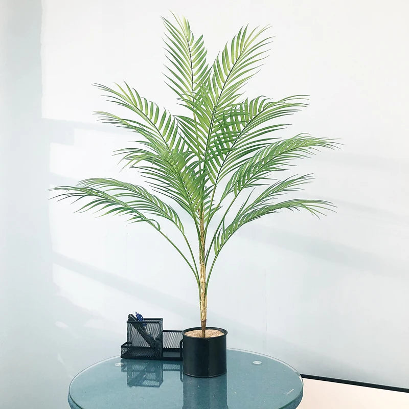 plantes tropicales palmier artificiel avec feuilles monstera décoration jardin - vue 4 sur 12