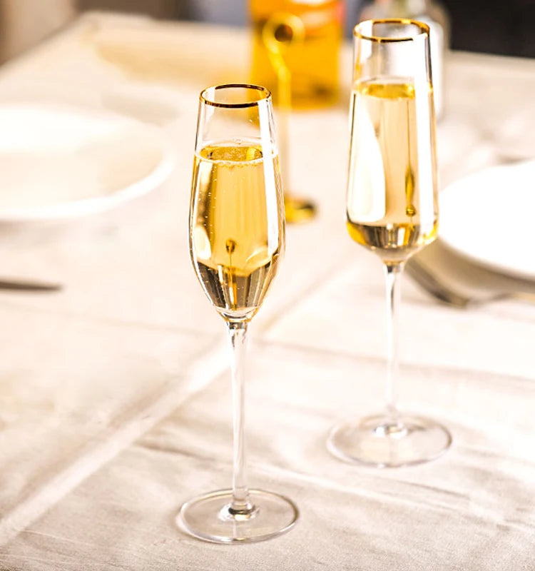 Flutes a champagne design elegant verre souffle main - vue 4 sur 7