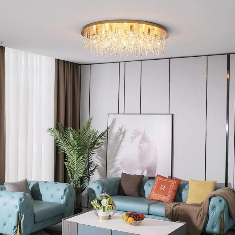 plafonnier led rond cristal luxe style postmoderne européen - vue 5 sur 9