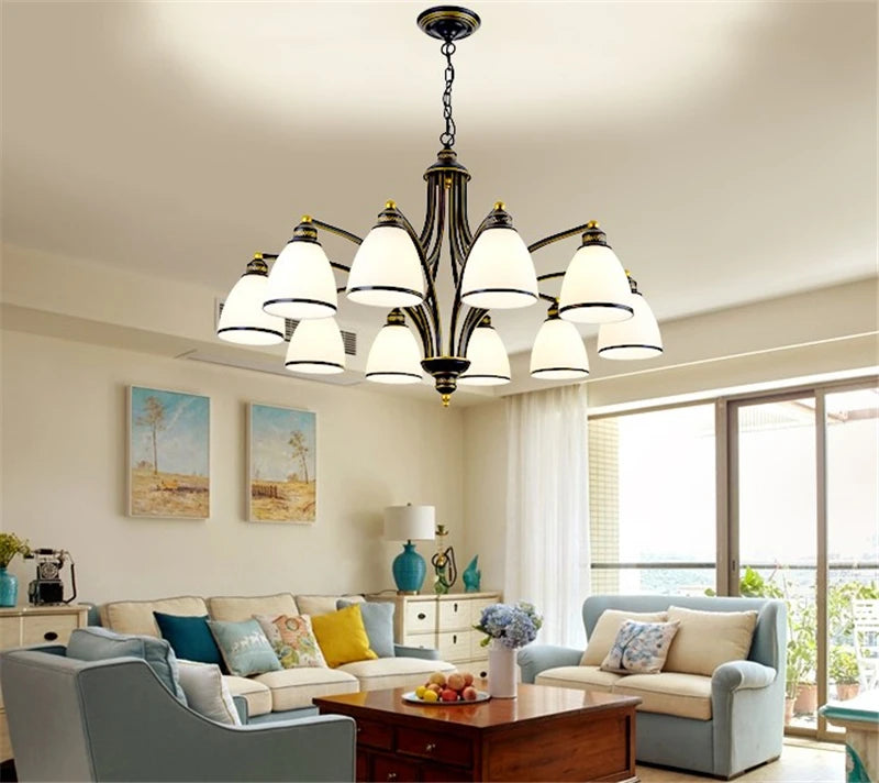lustre classique en fer et verre pour décoration intérieure - vue 5 sur 16