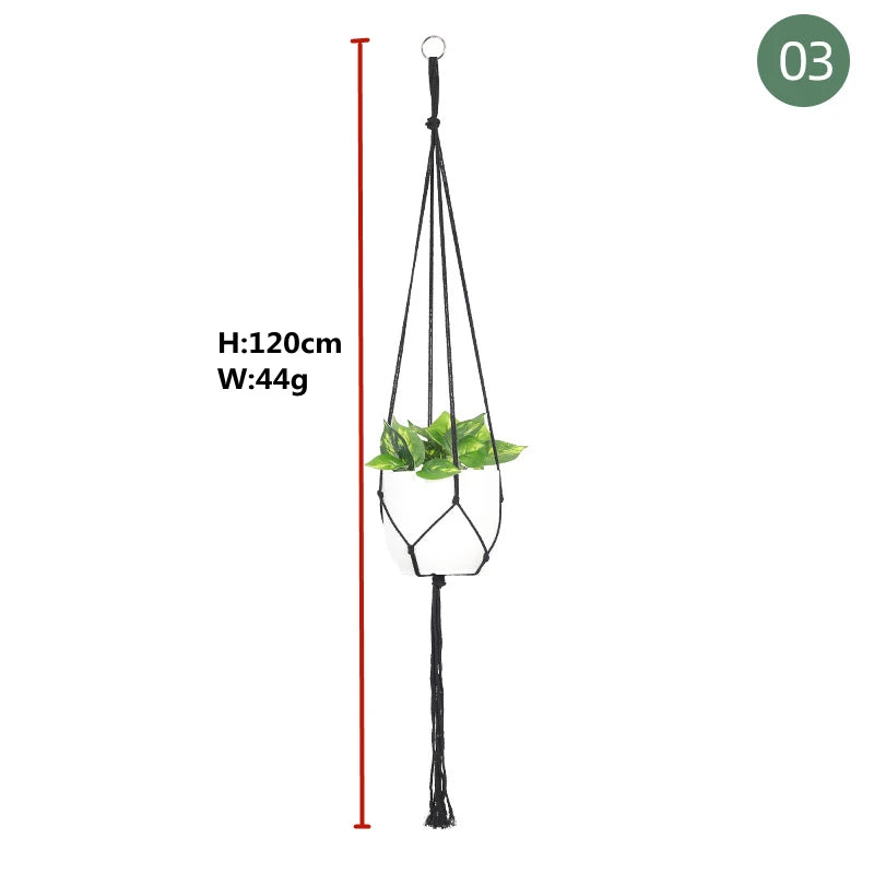 paniers suspendus en macramé pour plantes et décoration - vue 12 sur 30