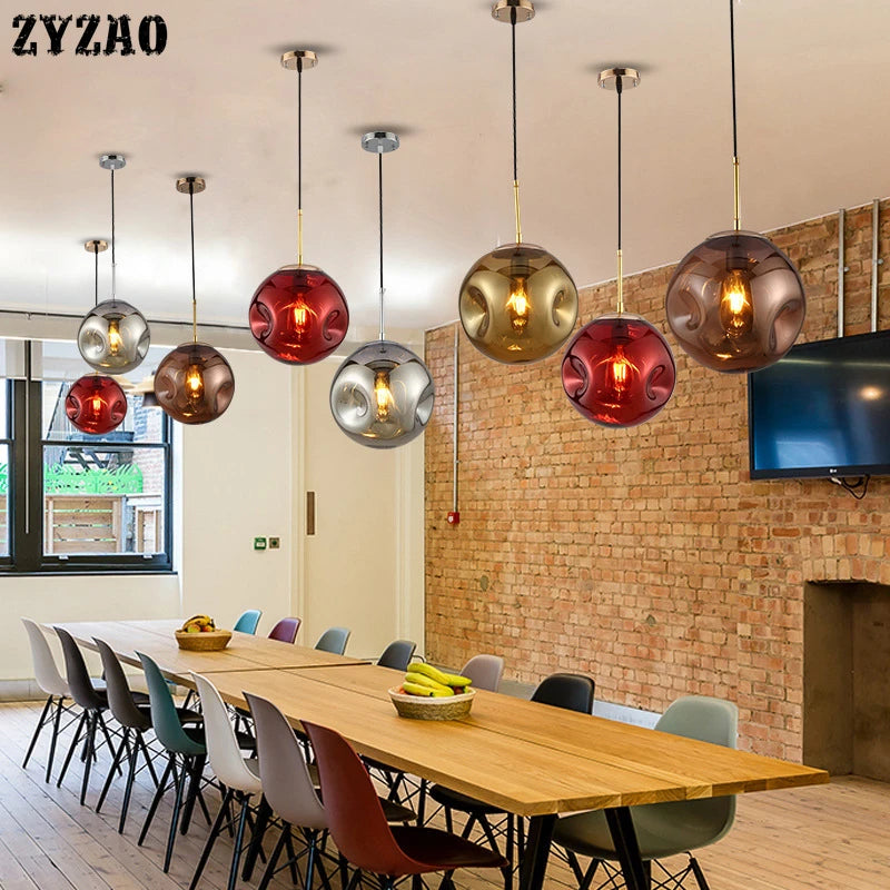 Nordic design colourful glass pendant light for interior decor - vue 5 sur 10