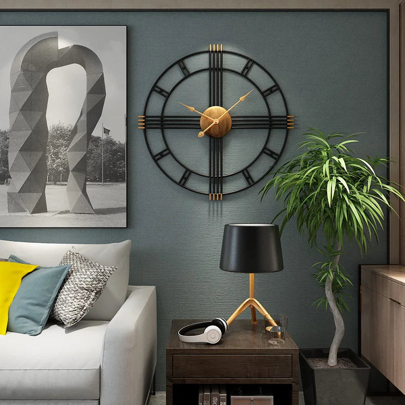 Modern Minimalist Iron Wall Clock, Nordic Style, Mute Clock, Living Room, 50cm - vue 3 sur 6