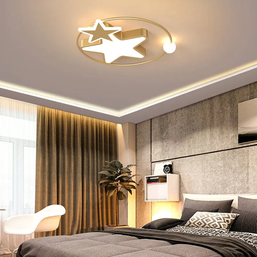 plafonnier led en forme d'étoile dorée créatif nordique