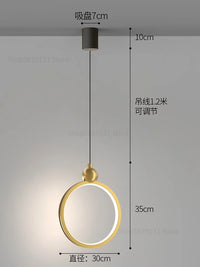 Nordic designer pendant light with gold ring