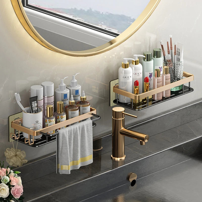 étagères murales en aluminium pour salle de bain sans perçage - vue 4 sur 16