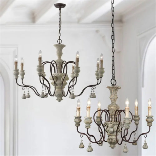 lustre suspendu en fer et bois vintage style industriel