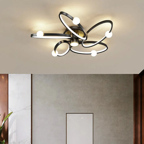 plafonnier led noir anneau maison décor luminaire - vue 2 sur 10
