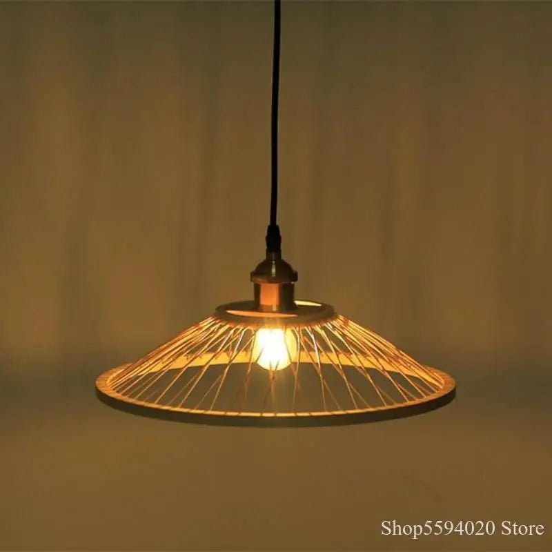 lustre restaurant en bambou chinois créatif led zen asie - vue 2 sur 6