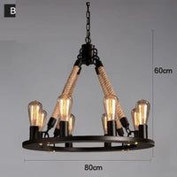 Vintage industrial hemp rope pendant light