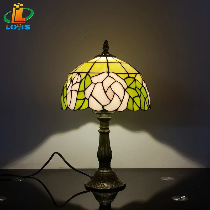 lampe de table style tiffany en forme de rose pour décoration intérieure - vue 2 sur 6