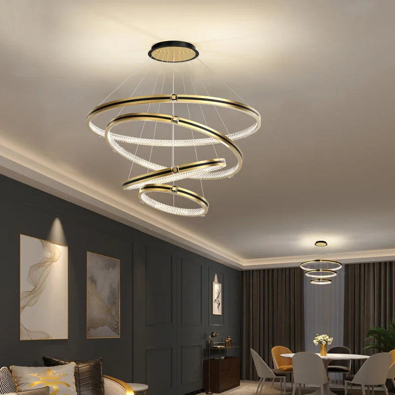 lustre en cristal moderne pour hall et restaurant luxe - vue 5 sur 17
